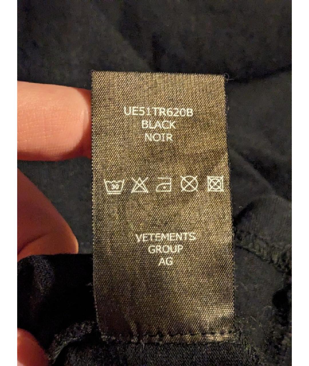 VETEMENTS Черная хлопковая футболка, фото 6