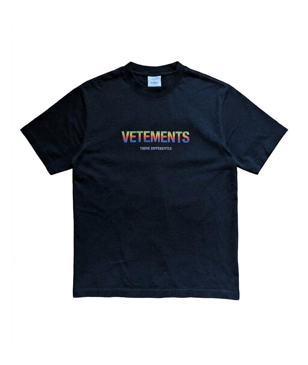 VETEMENTS Черная хлопковая футболка, фото 1