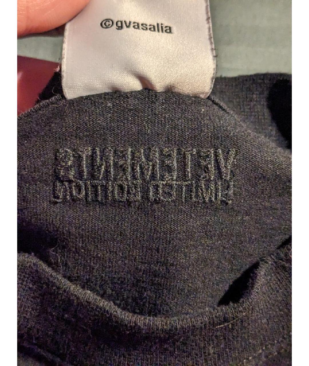 VETEMENTS Черная хлопковая футболка, фото 4