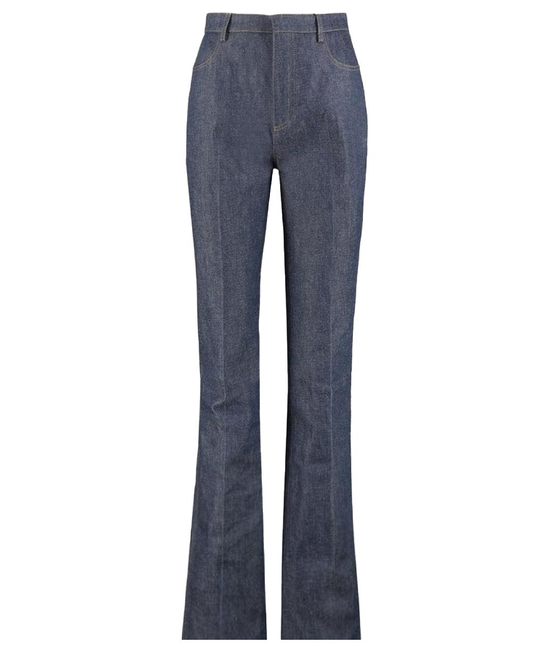 SAINT LAURENT Темно-синие хлопковые джинсы клеш, фото 1