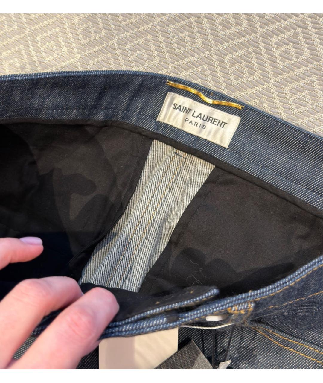SAINT LAURENT Темно-синие хлопковые джинсы клеш, фото 8