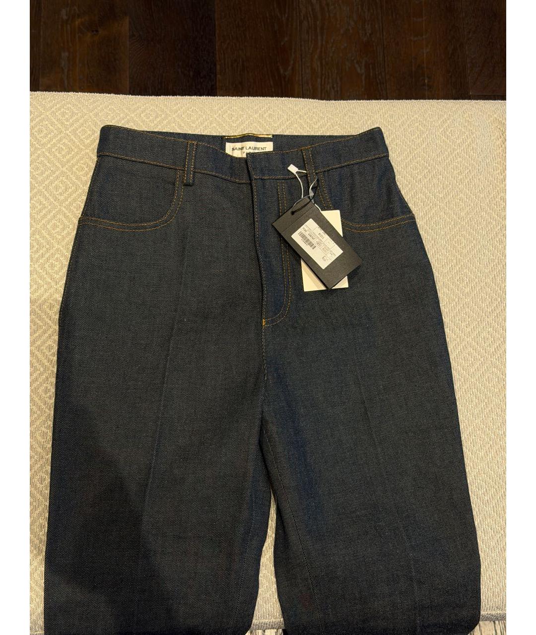 SAINT LAURENT Темно-синие хлопковые джинсы клеш, фото 5