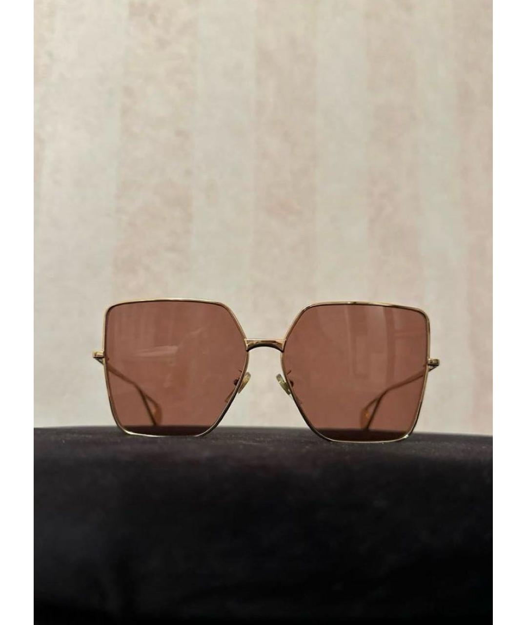 GUCCI Золотые металлические солнцезащитные очки, фото 8