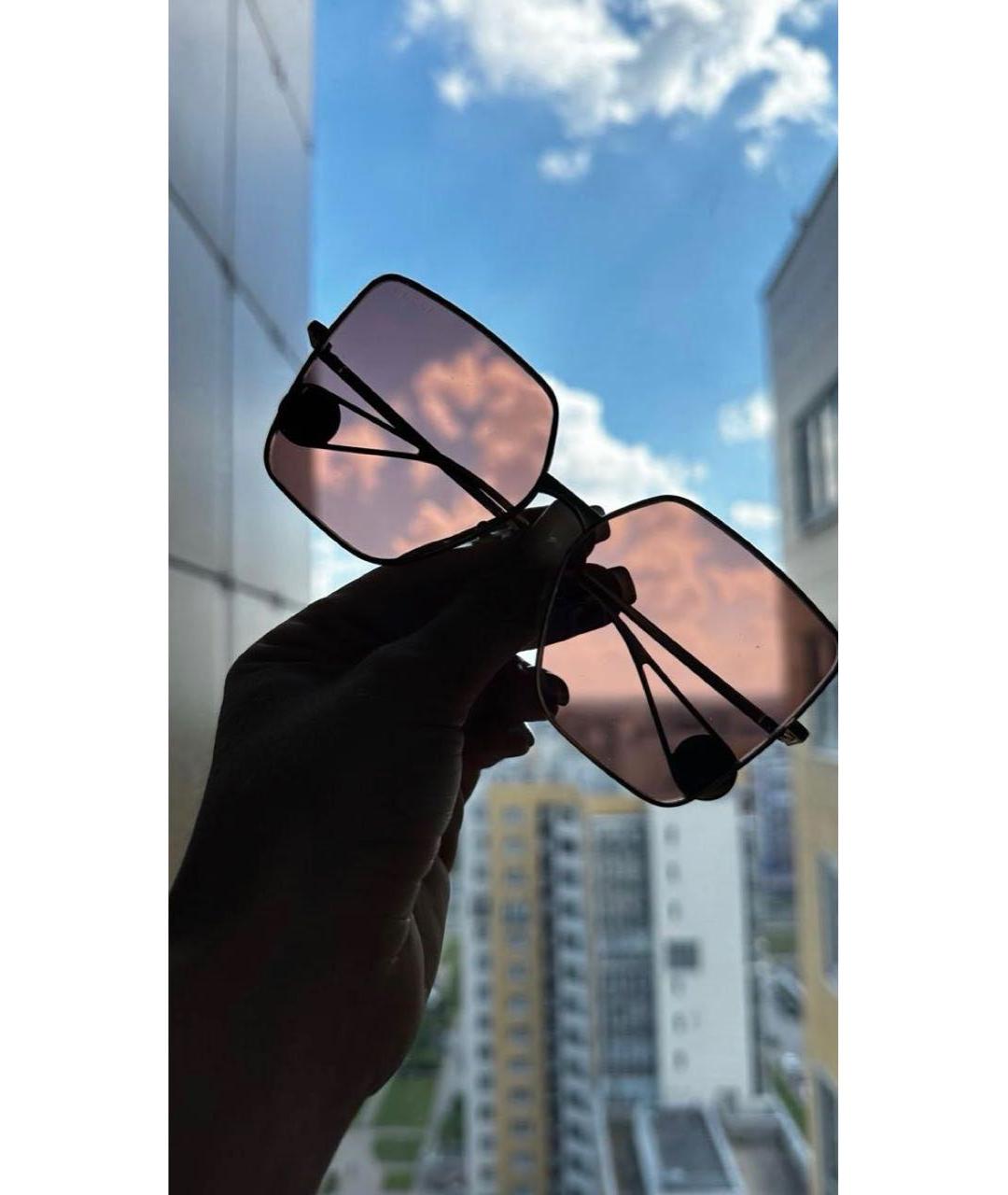 GUCCI Золотые металлические солнцезащитные очки, фото 5