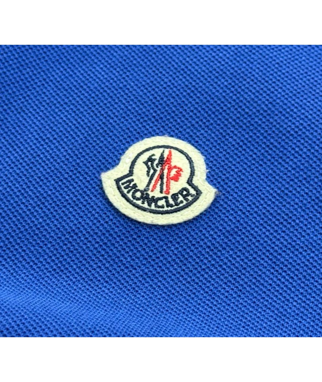 MONCLER Синее хлопковое поло с коротким рукавом, фото 5
