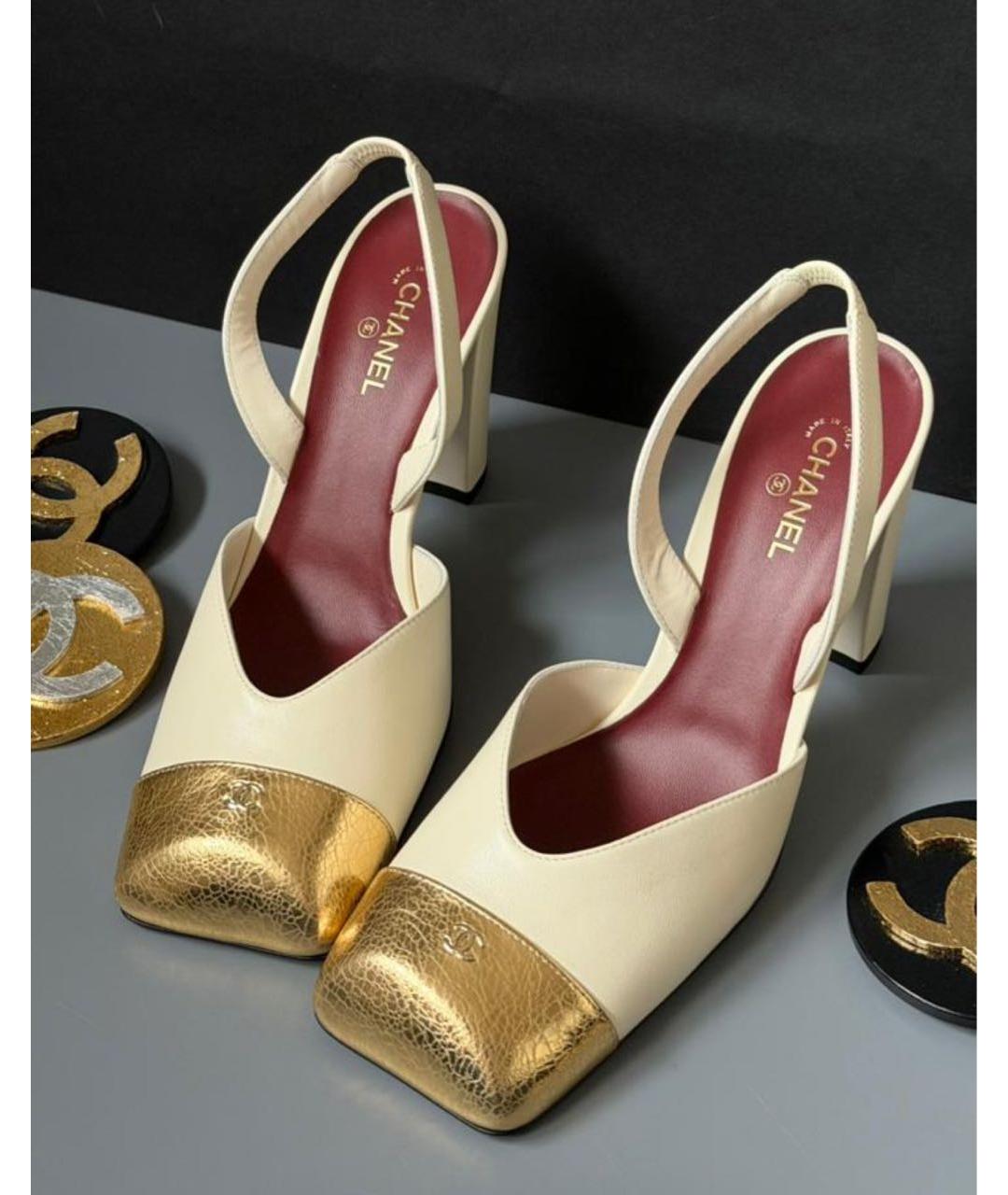 CHANEL Бежевые кожаные туфли, фото 3