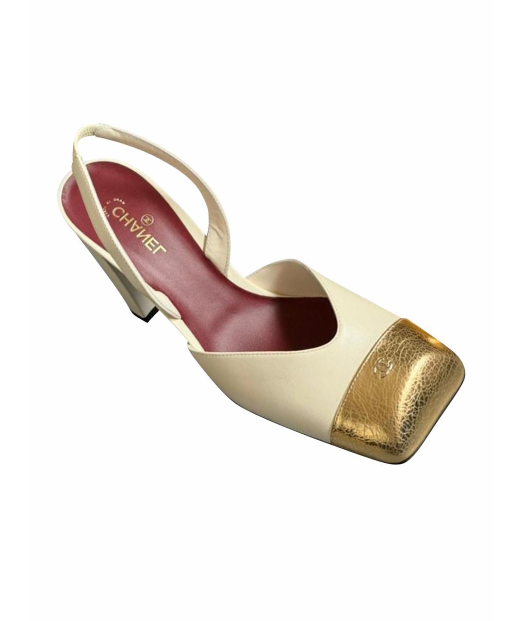 CHANEL Бежевые кожаные туфли, фото 1