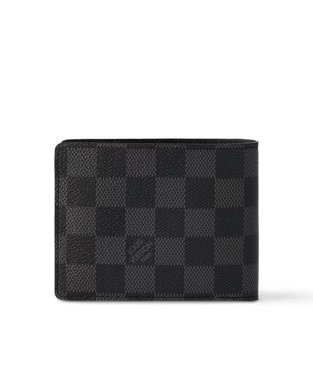 LOUIS VUITTON Черный кожаный кошелек, фото 4