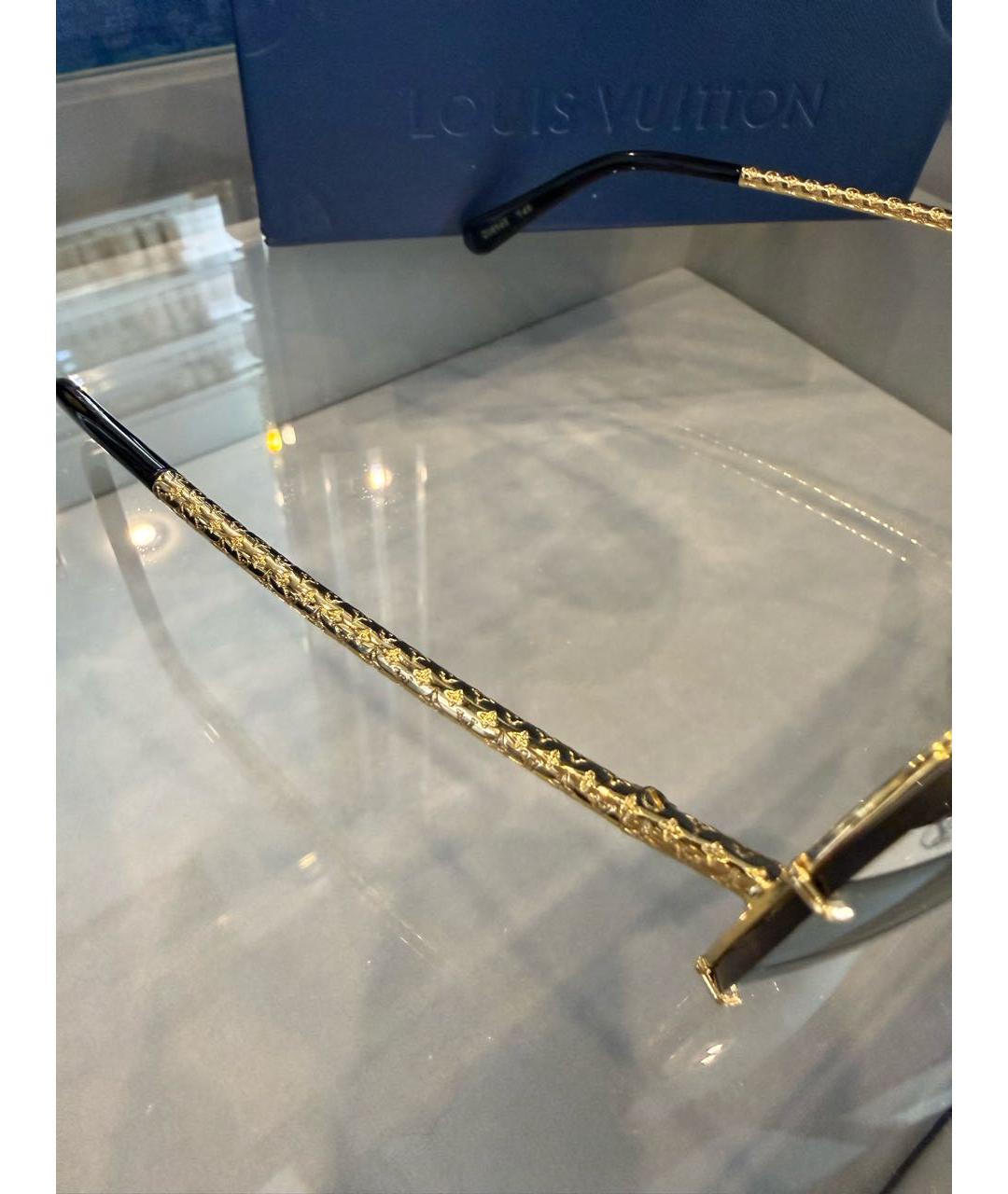 LOUIS VUITTON Золотые металлические солнцезащитные очки, фото 7