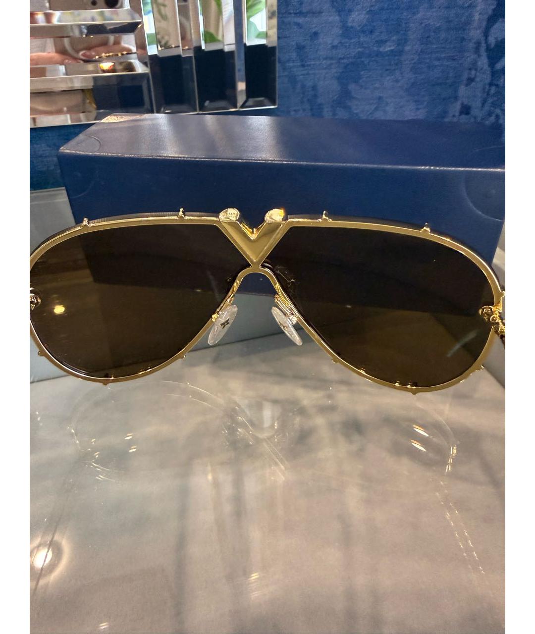 LOUIS VUITTON Золотые металлические солнцезащитные очки, фото 6