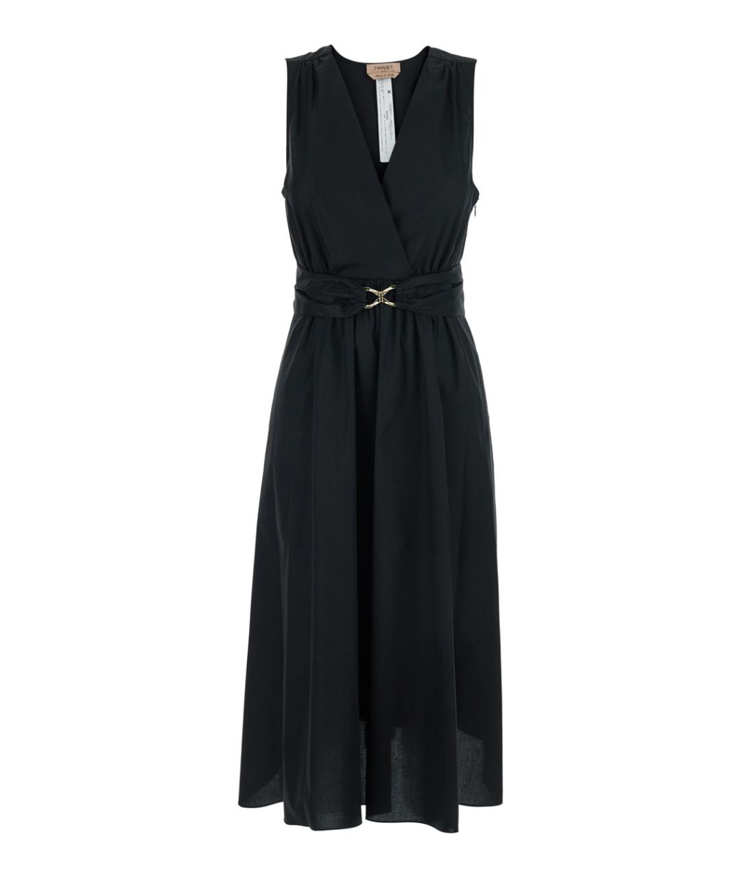 TWIN-SET Черное хлопковое вечернее платье, фото 1
