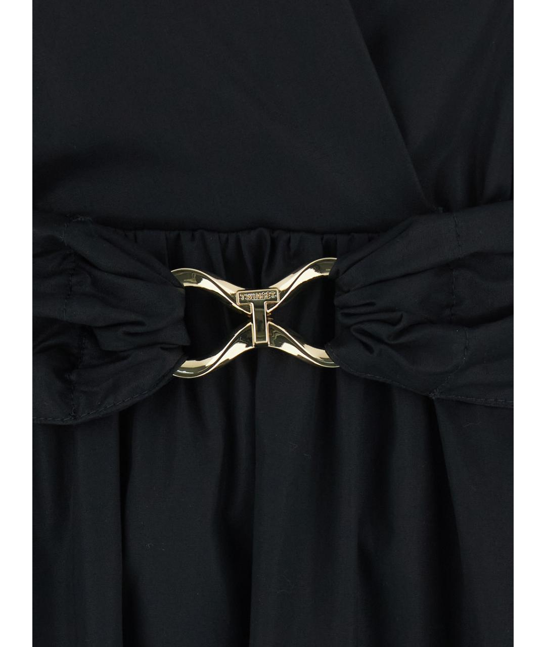 TWIN-SET Черное хлопковое вечернее платье, фото 3