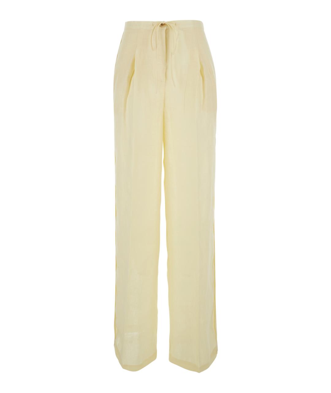 SEMICOUTURE Желтые льняные прямые брюки, фото 1