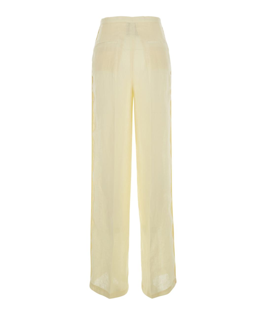 SEMICOUTURE Желтые льняные прямые брюки, фото 2