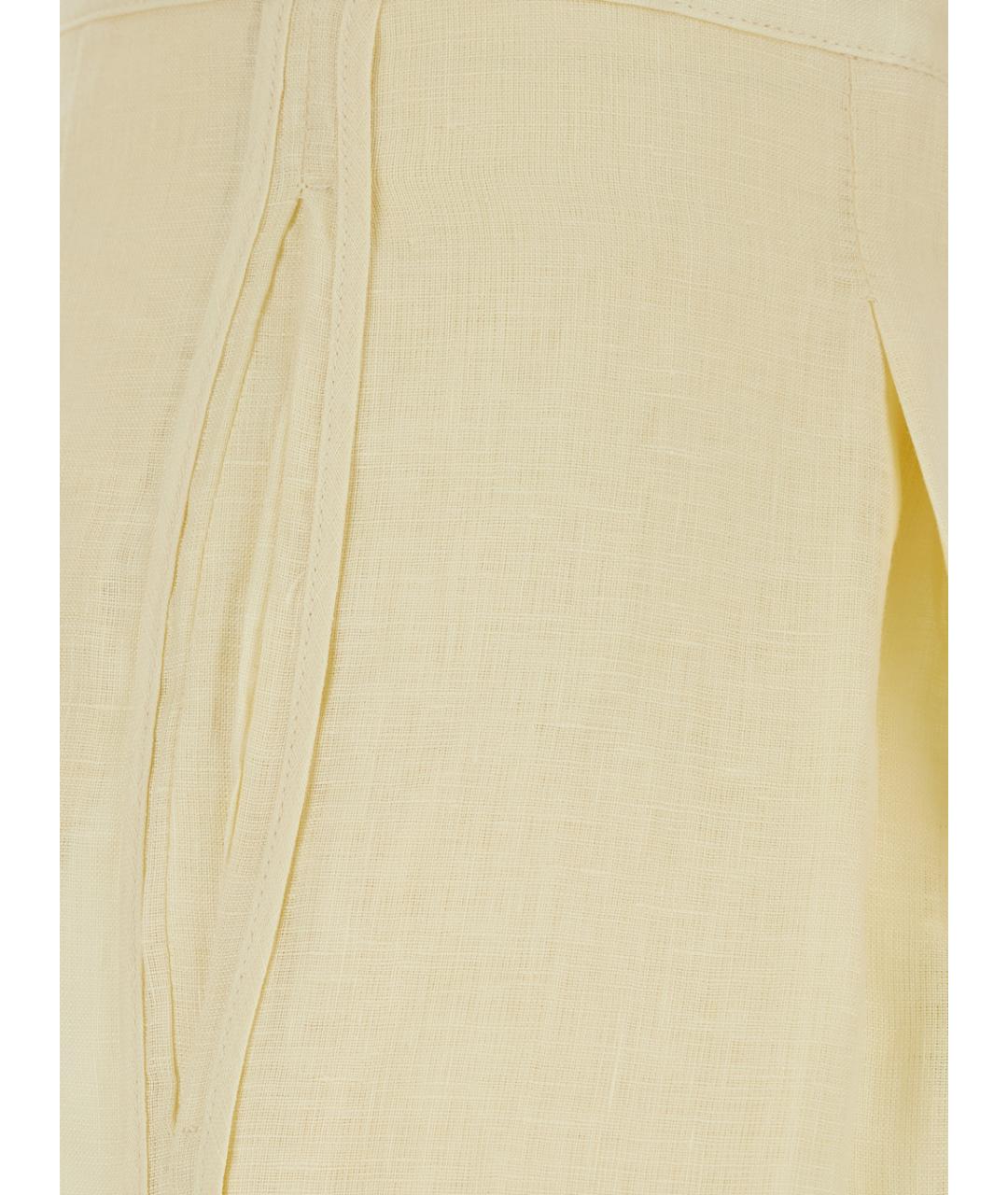 SEMICOUTURE Желтые льняные прямые брюки, фото 3