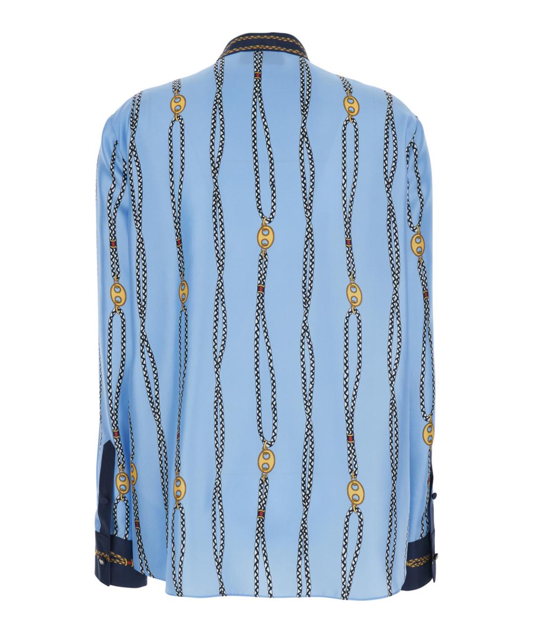 GUCCI Синяя шелковая рубашка, фото 2