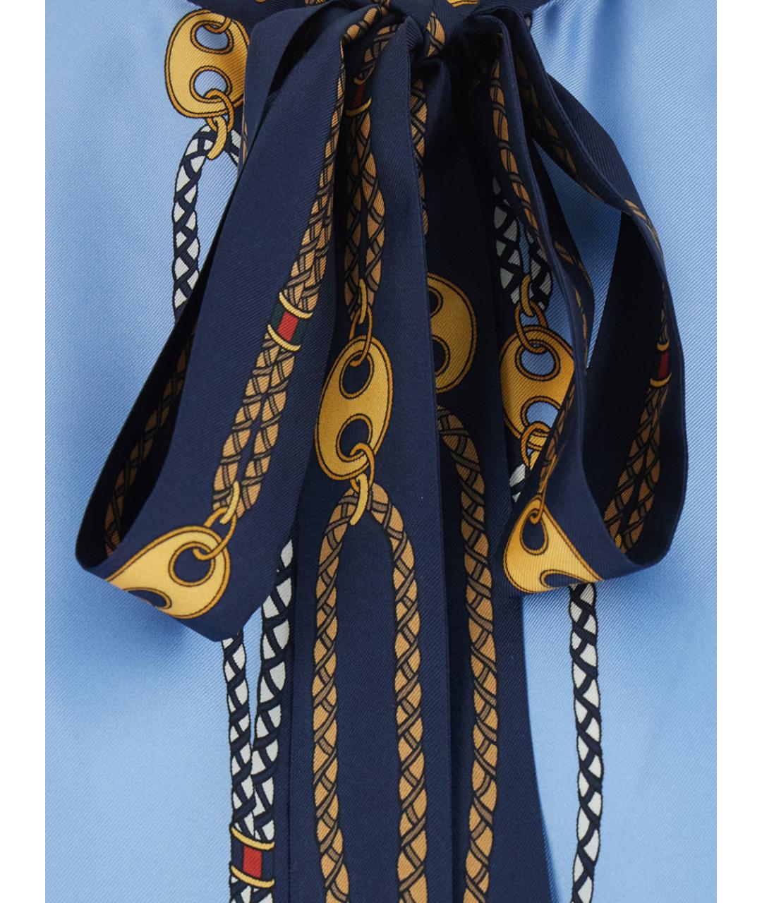 GUCCI Синяя шелковая рубашка, фото 3