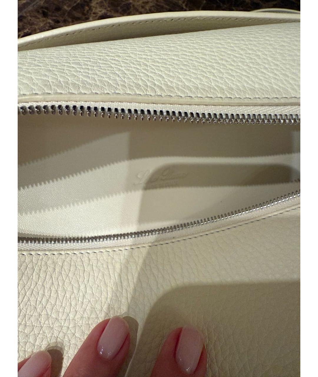 LORO PIANA Бежевая кожаная сумка через плечо, фото 5