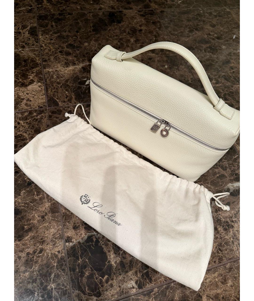 LORO PIANA Бежевая кожаная сумка через плечо, фото 3