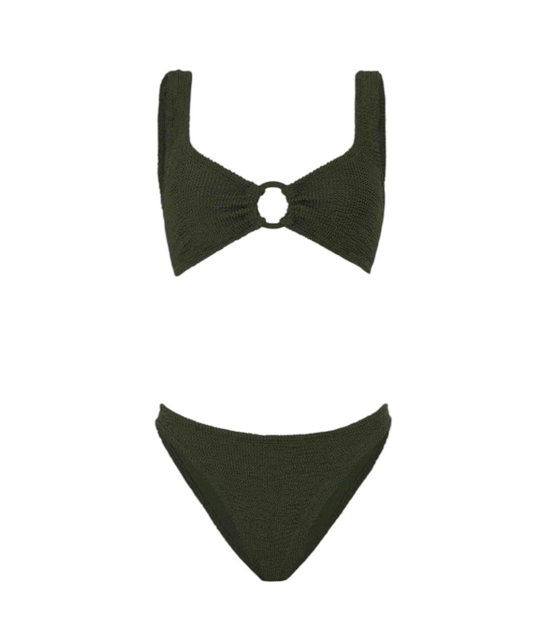 HUNZA G Хаки полиамидовый купальник, фото 3