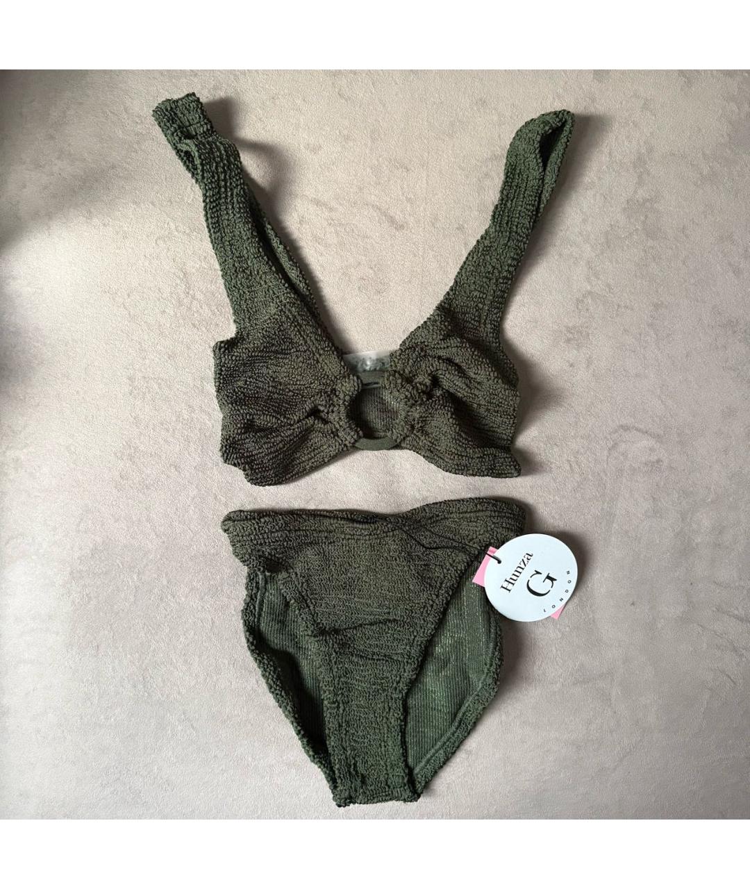 HUNZA G Хаки полиамидовый купальник, фото 2