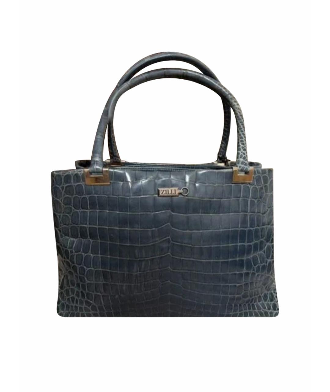 ZILLI Синяя сумка с короткими ручками из экзотической кожи, фото 1