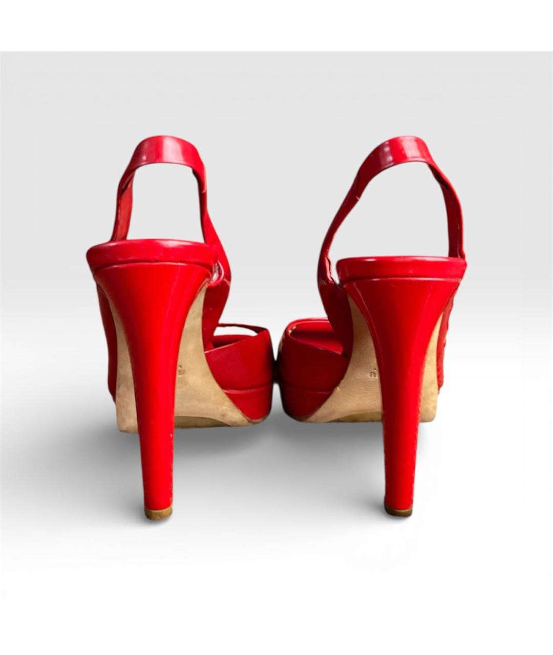 MIU MIU Красные босоножки из лакированной кожи, фото 4