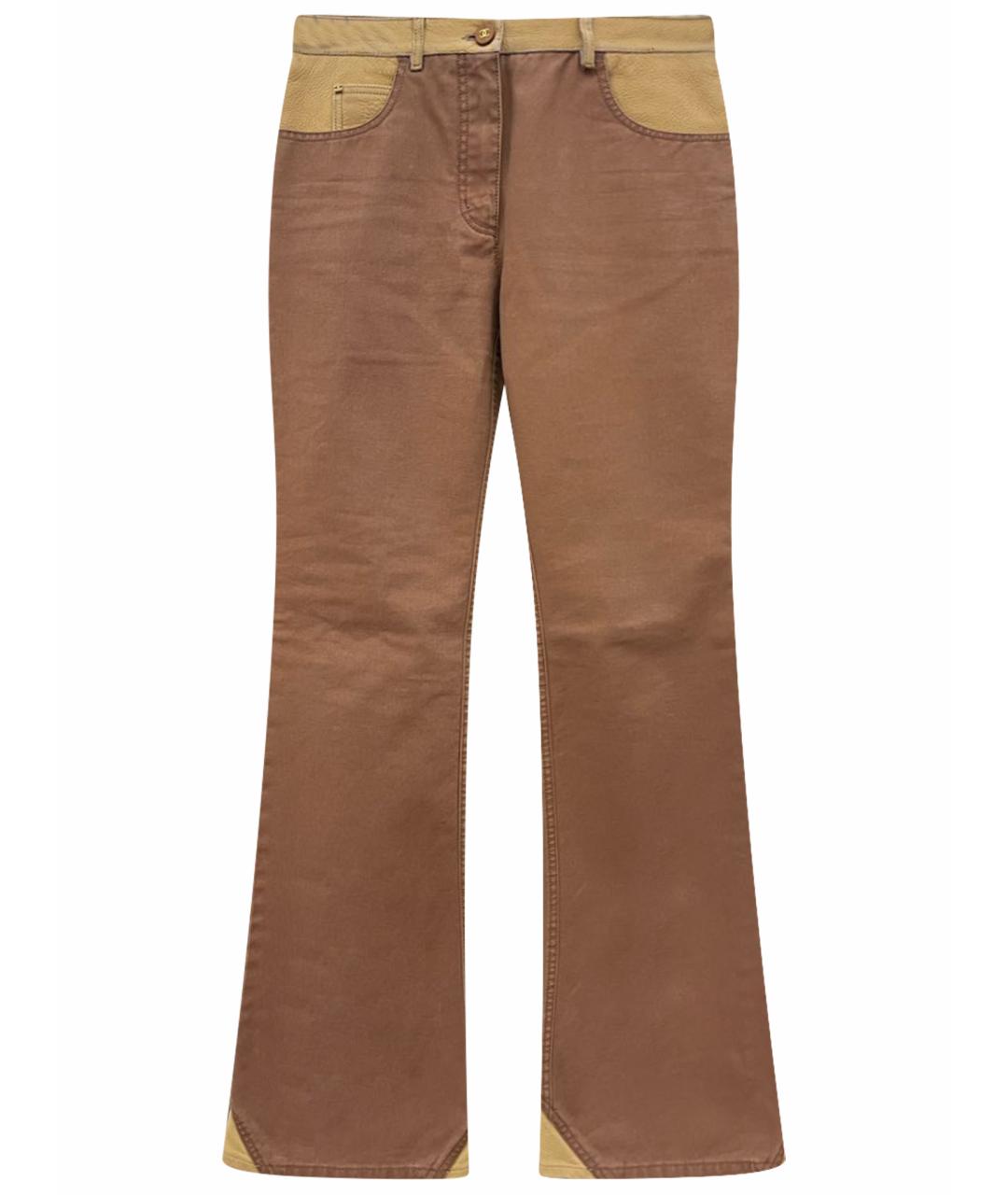 CHANEL Горчичные хлопковые джинсы клеш, фото 1
