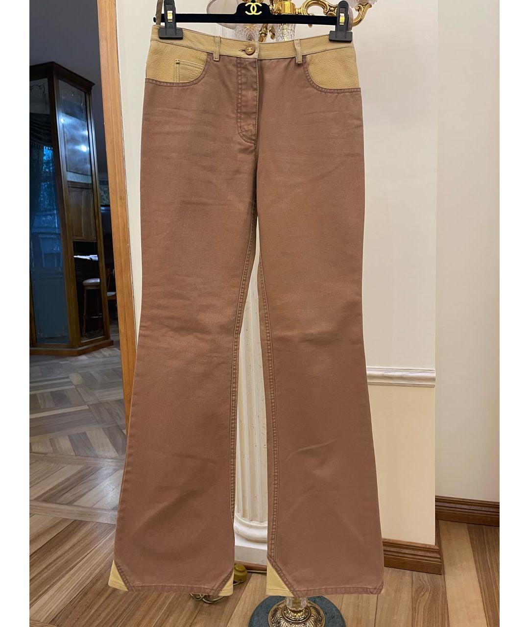 CHANEL Горчичные хлопковые джинсы клеш, фото 9