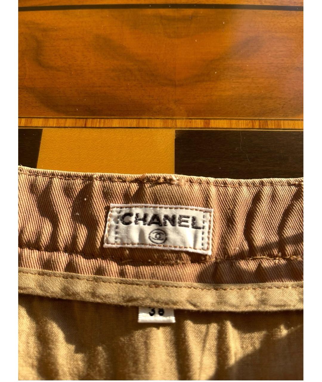 CHANEL Горчичные хлопковые джинсы клеш, фото 3