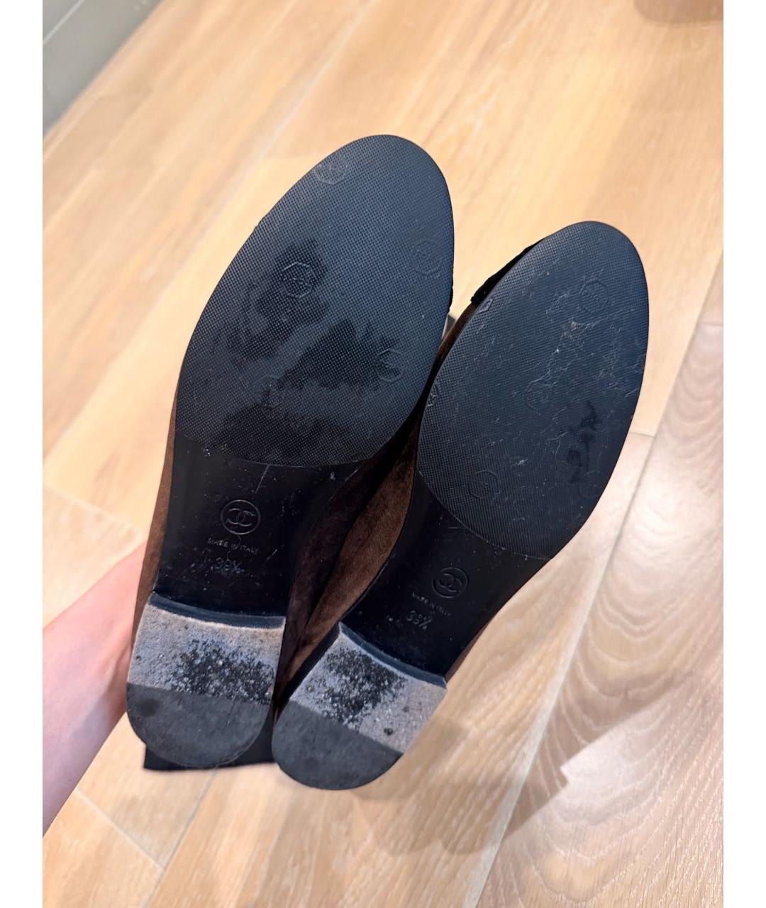 CHANEL Коричневые бархатные балетки, фото 4