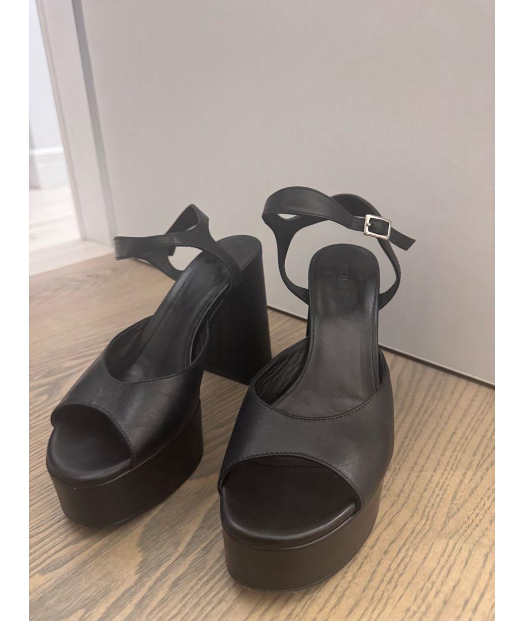 VIC MATIE Черные кожаные босоножки, фото 2