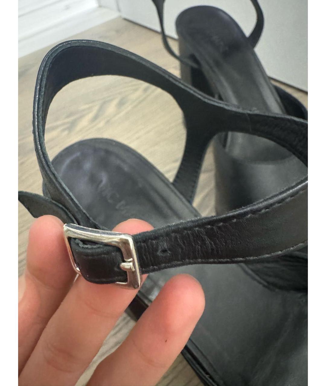 VIC MATIE Черные кожаные босоножки, фото 3