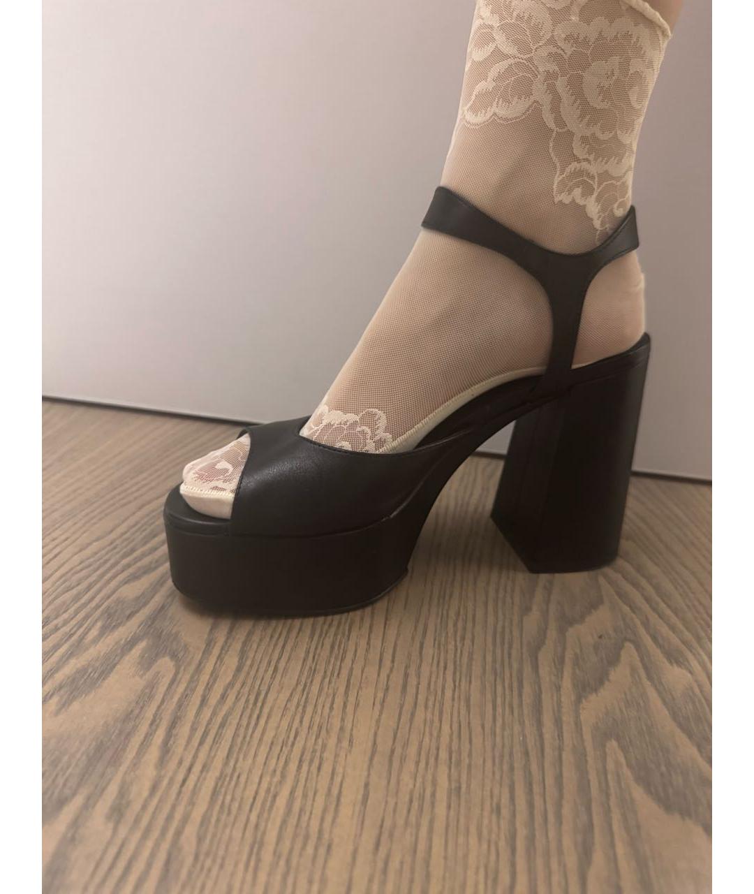 VIC MATIE Черные кожаные босоножки, фото 5