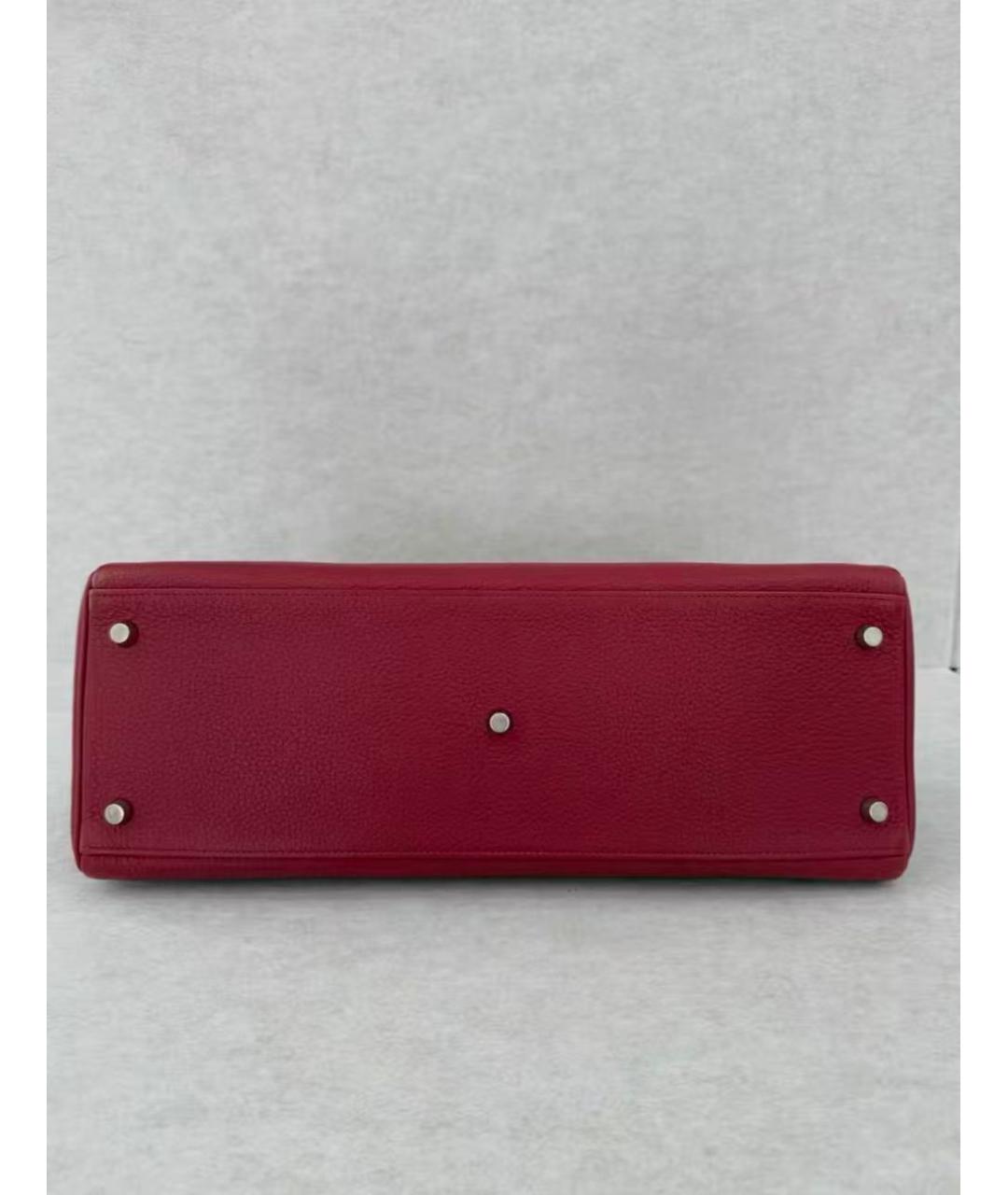 HERMES Красная кожаная сумка с короткими ручками, фото 4