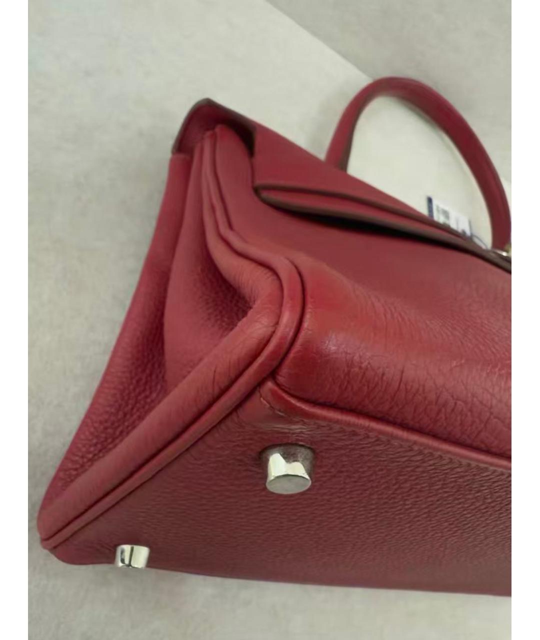 HERMES Красная кожаная сумка с короткими ручками, фото 5