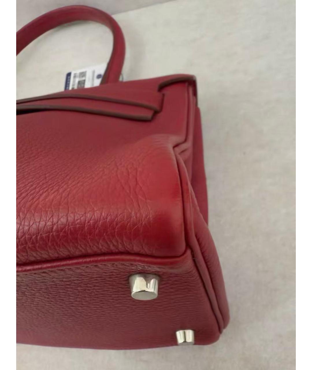 HERMES Красная кожаная сумка с короткими ручками, фото 8