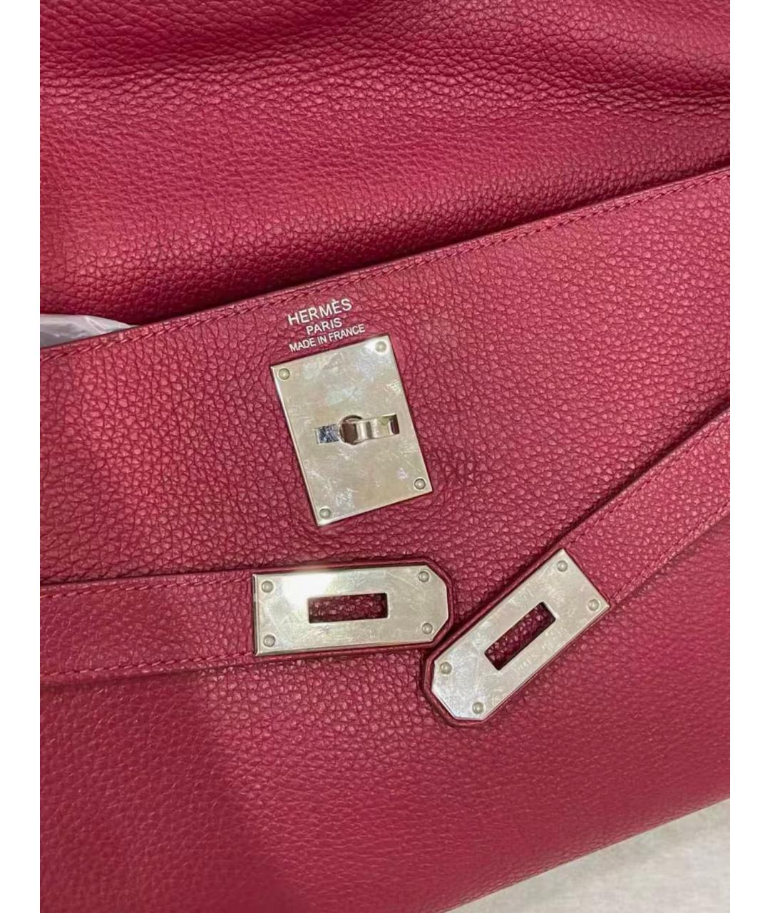HERMES Красная кожаная сумка с короткими ручками, фото 9