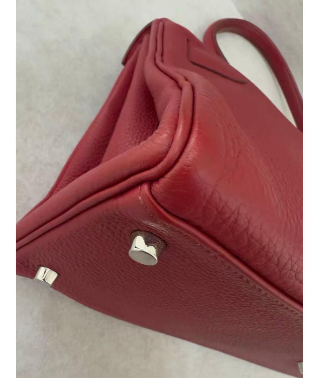 HERMES Красная кожаная сумка с короткими ручками, фото 7