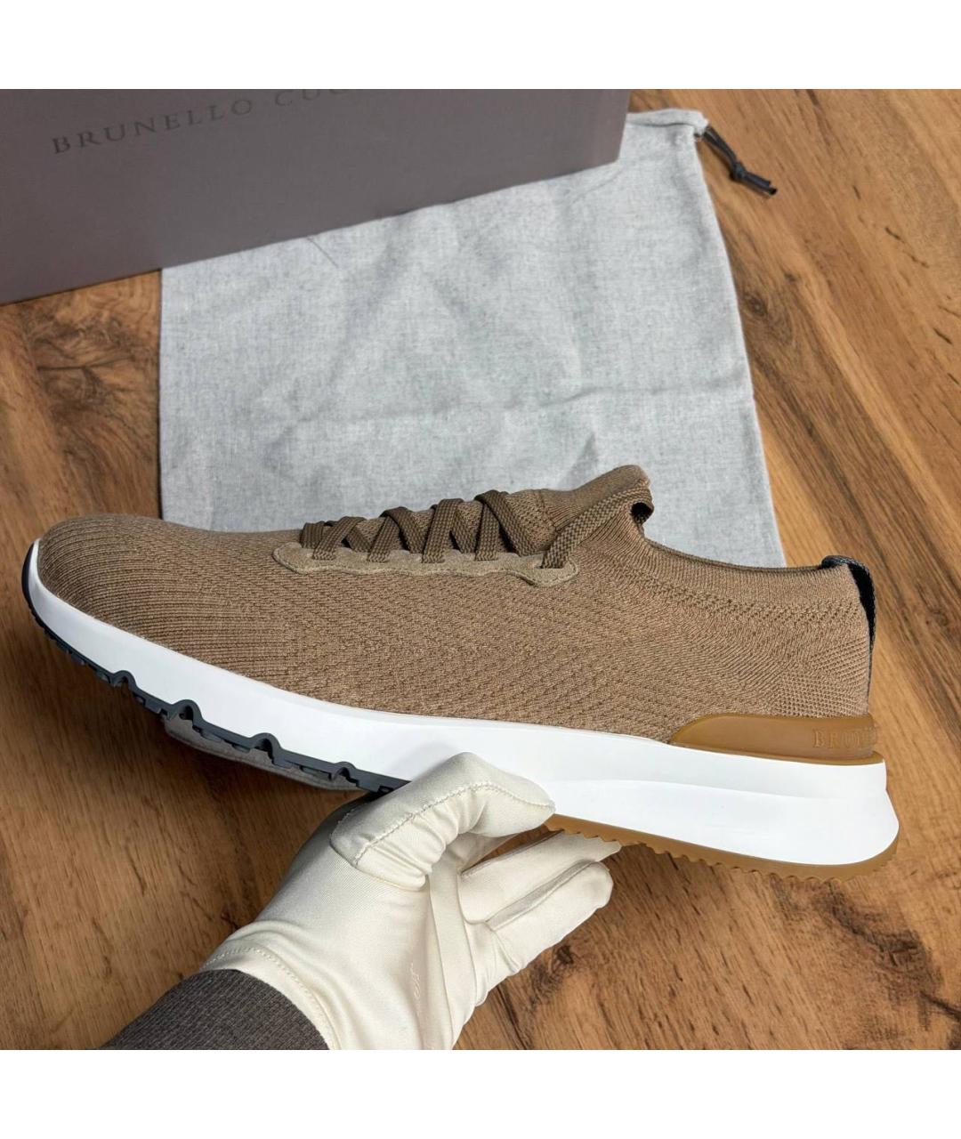 BRUNELLO CUCINELLI Коричневые низкие кроссовки / кеды, фото 2