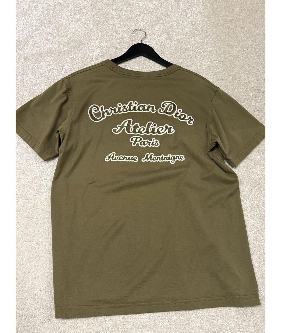 CHRISTIAN DIOR Хаки хлопковая футболка, фото 4