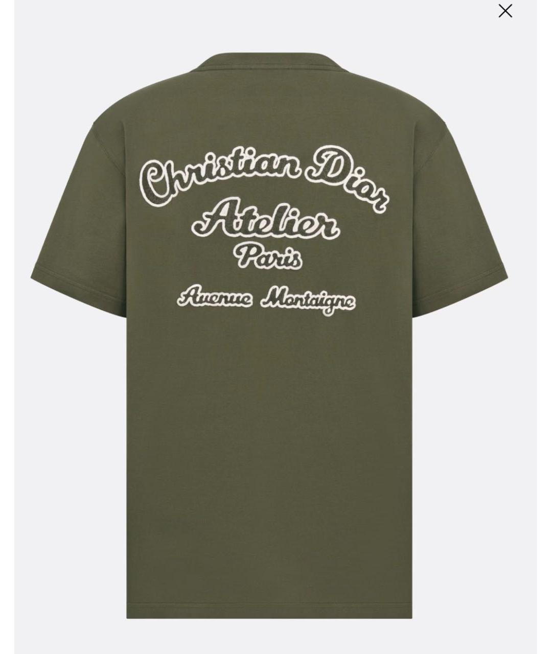 CHRISTIAN DIOR Хаки хлопковая футболка, фото 2