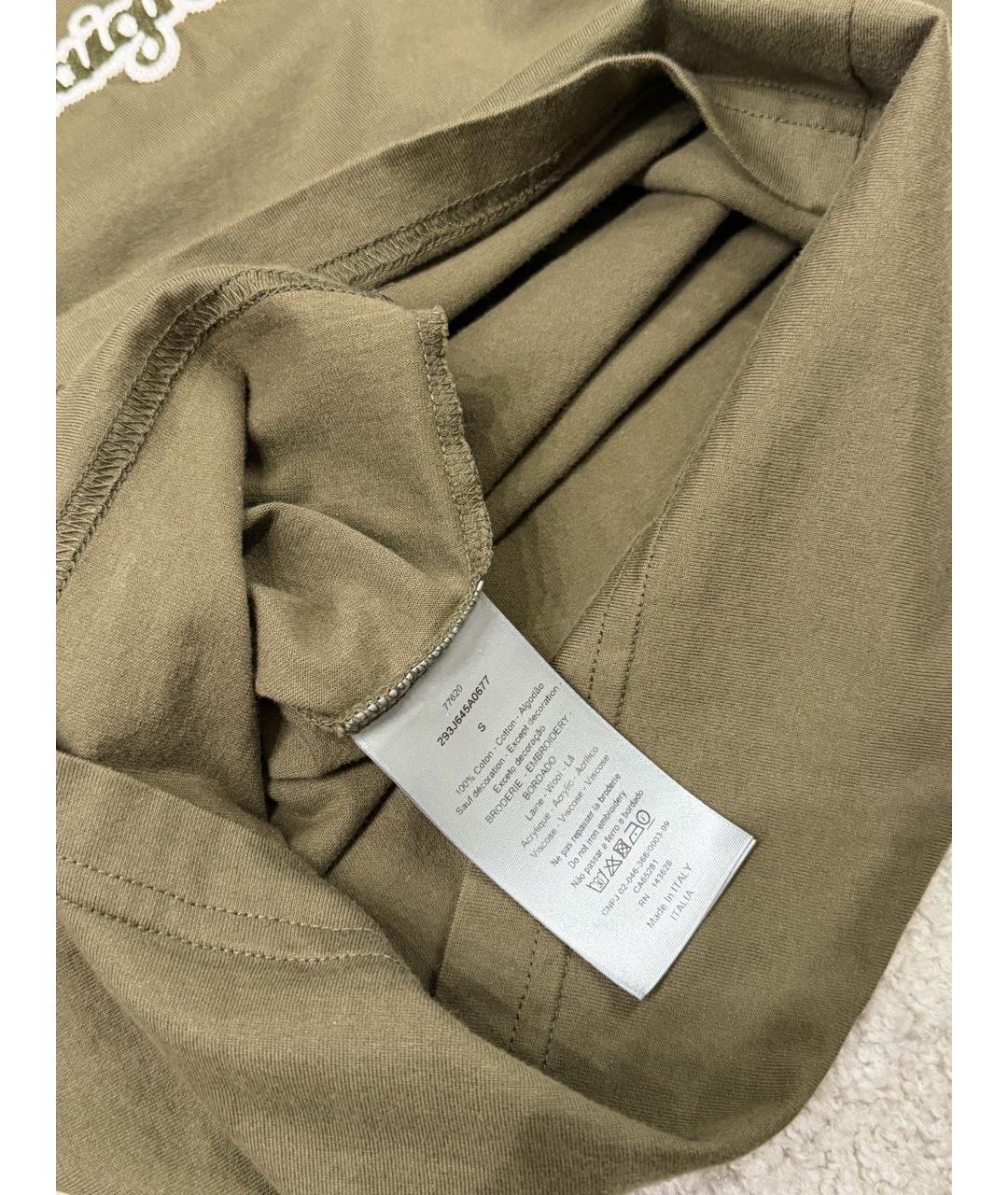 CHRISTIAN DIOR Хаки хлопковая футболка, фото 5