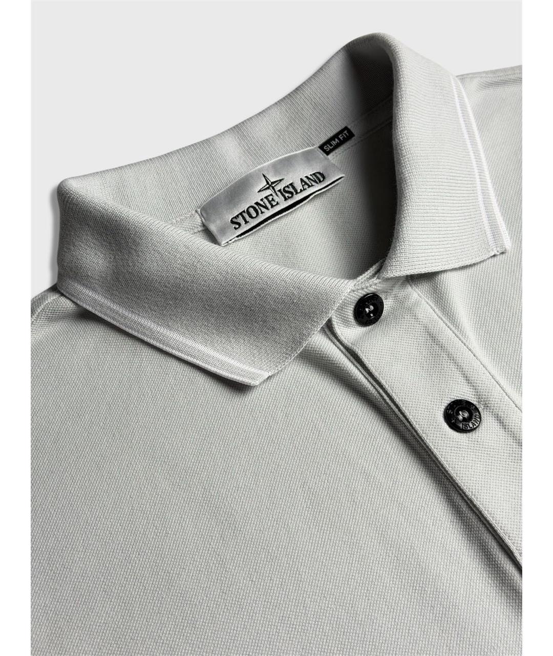 STONE ISLAND Голубое хлопковое поло с коротким рукавом, фото 3