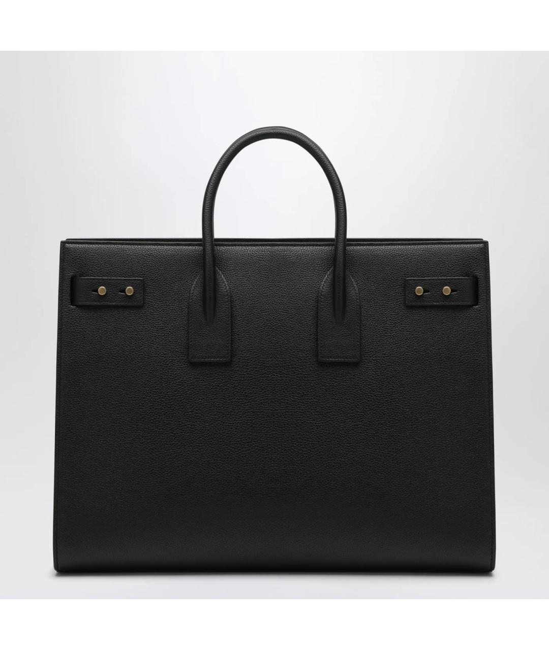 SAINT LAURENT Черная кожаная сумка тоут, фото 2