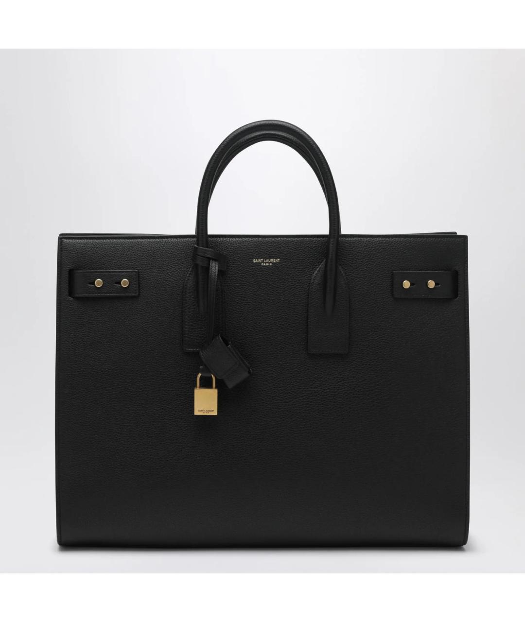 SAINT LAURENT Черная кожаная сумка тоут, фото 3