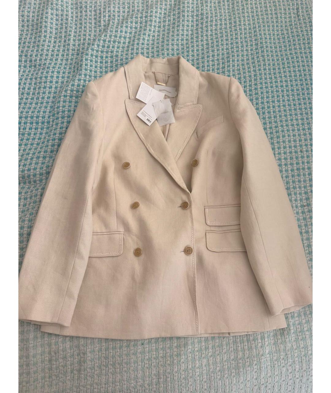 ZIMMERMANN Бежевый льняной жакет/пиджак, фото 4
