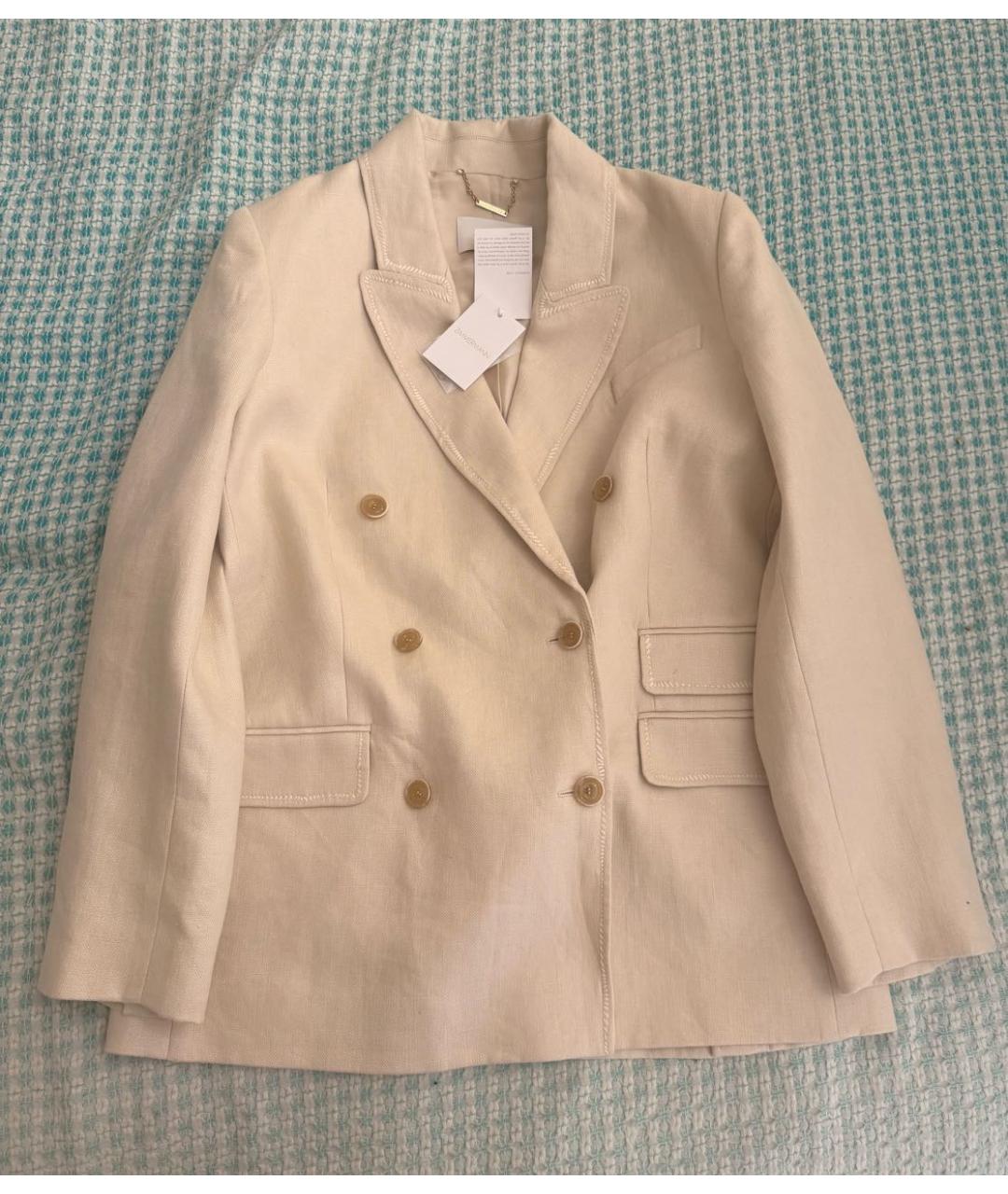 ZIMMERMANN Бежевый льняной жакет/пиджак, фото 2