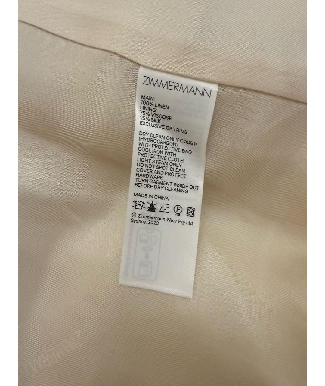 ZIMMERMANN Бежевый льняной жакет/пиджак, фото 5