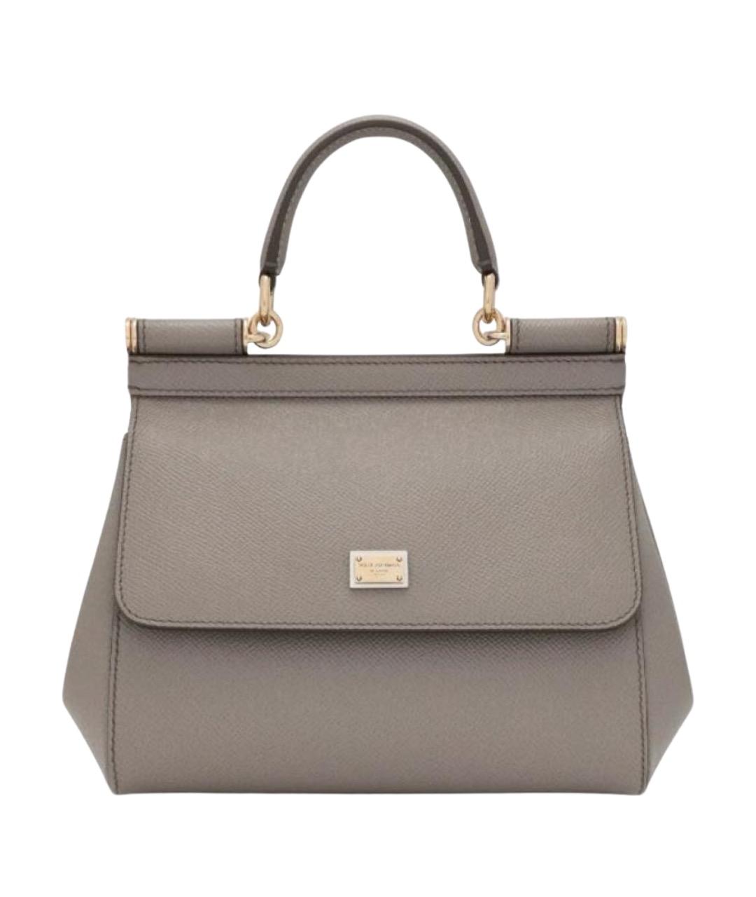 DOLCE&GABBANA Серая кожаная сумка с короткими ручками, фото 1